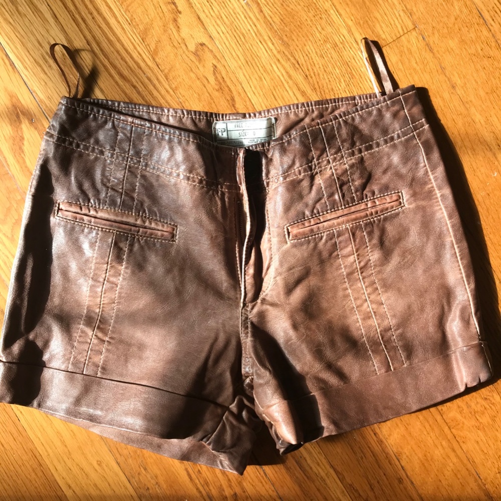 Brown Leather Shorts